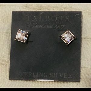 NWT TALBOTS CZ STERLING SILVER STUD EARRINGS!!